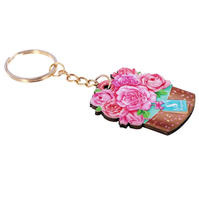 Брелок деревянный "8 Марта", 4,4 х 4,9 см