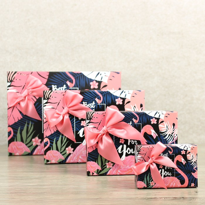 Набор коробок 4в1 "Фламинго", 29 х 21 х 11 - 10 х 7 х 7 см