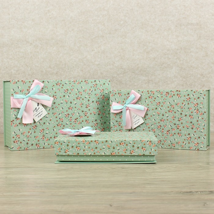 Набор коробок 3в1 "Цветы", 26 х 16 х 7,5 - 20 х 12 х 4,5 см