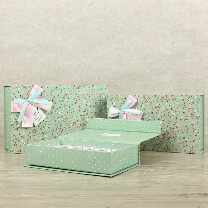 Набор коробок 3в1 "Цветы", 26 х 16 х 7,5 - 20 х 12 х 4,5 см