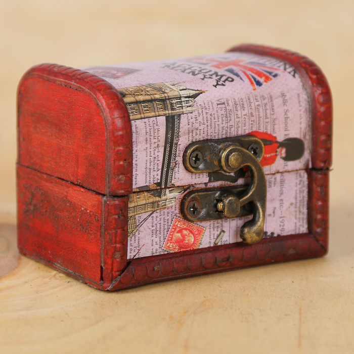 Шкатулка дерево сундучок "Путешествие по Европе" 6х8х5,5 см