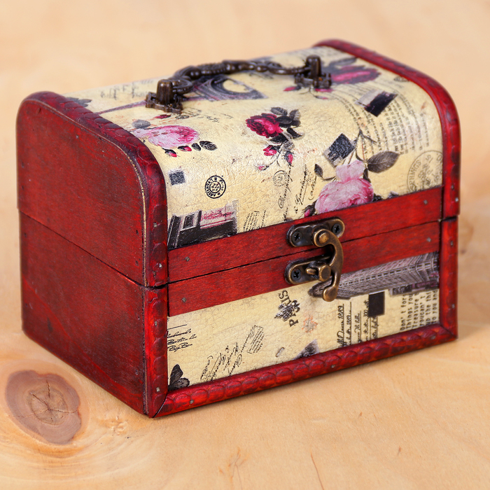 Шкатулка дерево сундучок "Цветущий город" 11х15х11 см