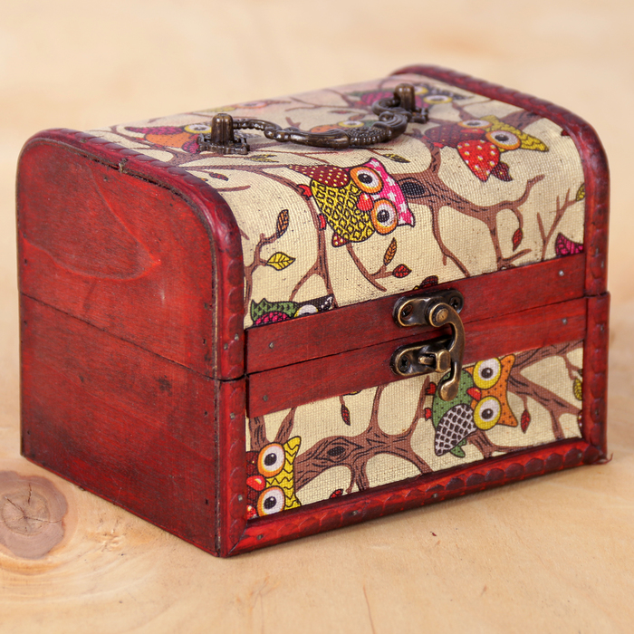 Шкатулка дерево сундучок "Совята" 11х15х11 см