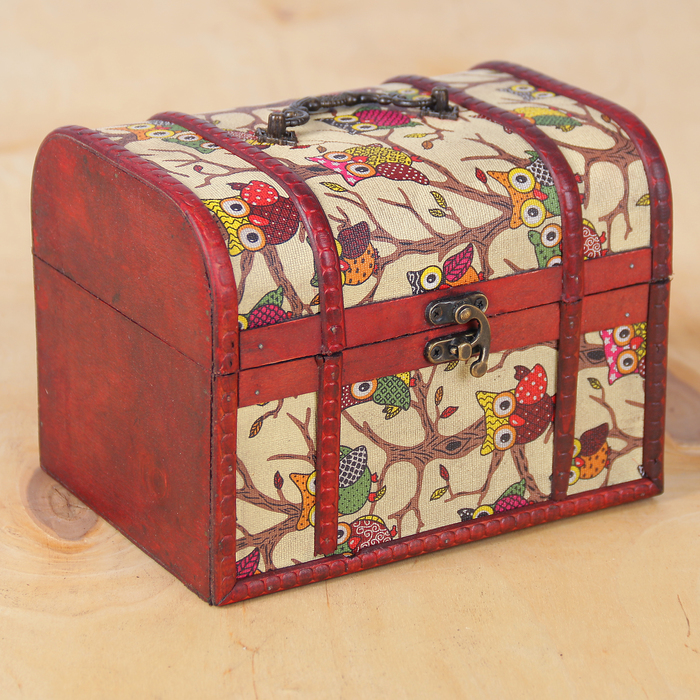Шкатулка дерево сундучок "Совята" 15х20х15 см
