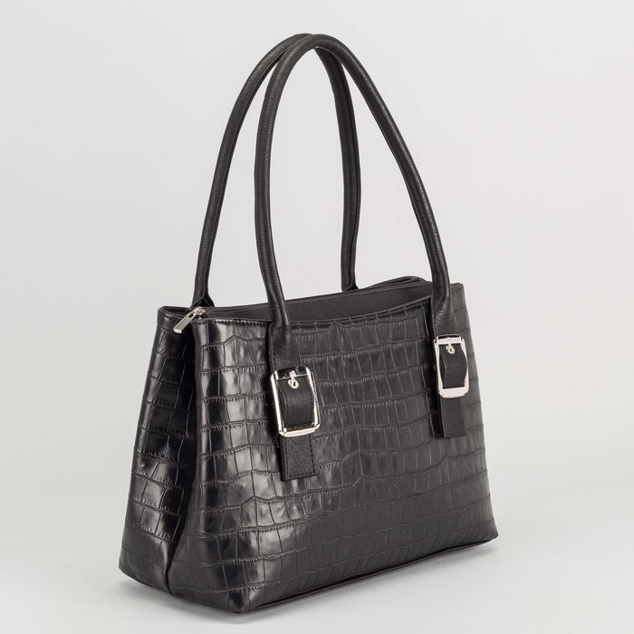 Сумка женская, 2 отдела на молниях, наружный карман, цвет чёрный