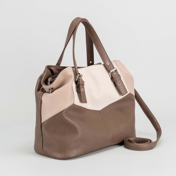 Сумка женская, отдел на молнии, наружный карман, длинный ремень, цвет бежевый