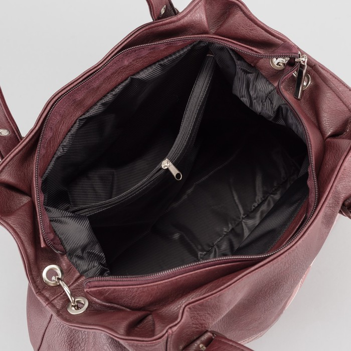 Сумка женская, отдел на молнии, наружный карман, длинный ремень, цвет бордовый