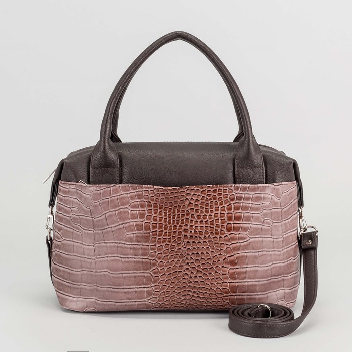 Сумка женская, отдел на молнии, 2 наружных кармана, длинный ремень, цвет коричневый/рыжий