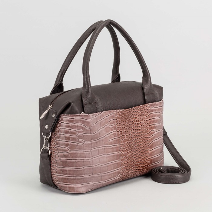 Сумка женская, отдел на молнии, 2 наружных кармана, длинный ремень, цвет коричневый/рыжий