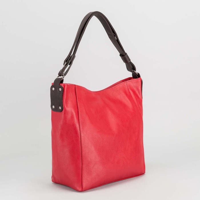 Сумка женская на молнии, 1 отдел, наружный карман, регулируемая ручка, цвет красный