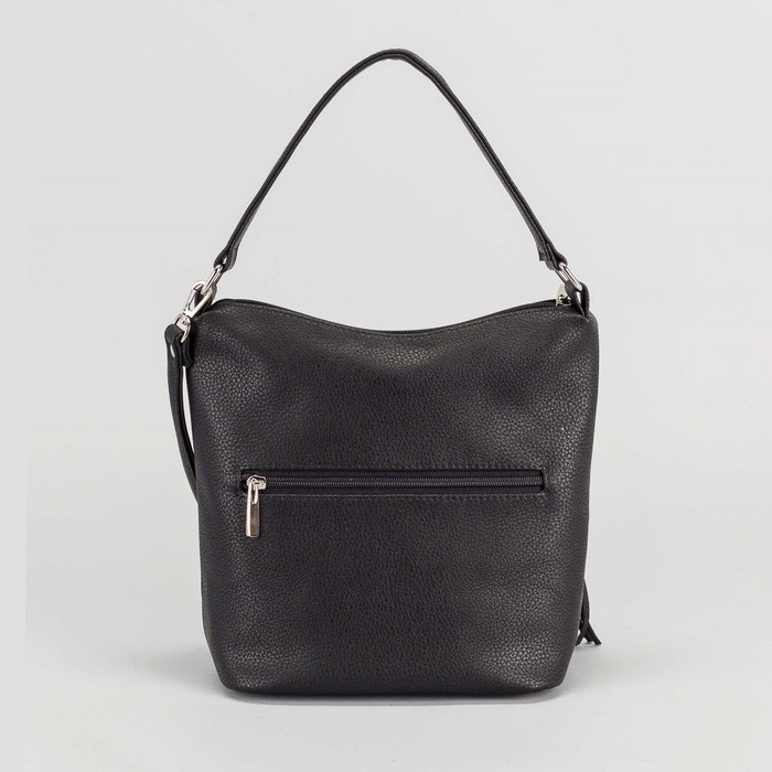 Сумка женская на молнии, 1 отдел, 2 наружных кармана, длинный ремень, цвет чёрный