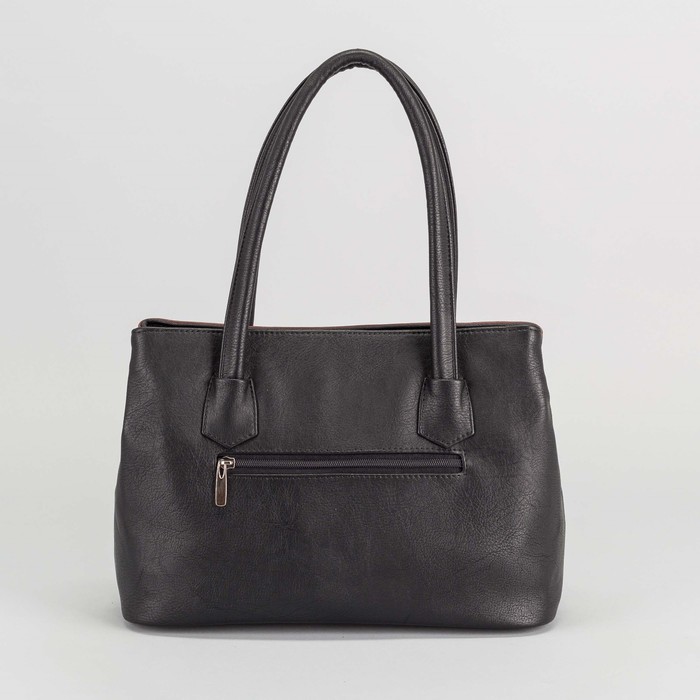 Сумка женская, 2 отдела на молнии, наружный карман, цвет кофе/тёмно-коричневый