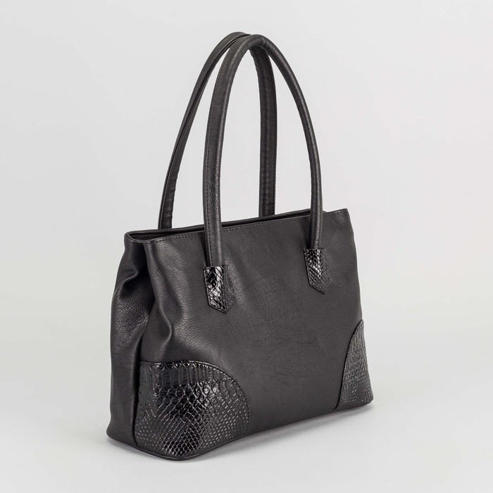 Сумка женская, 2 отдела на молнии, наружный карман, цвет чёрный