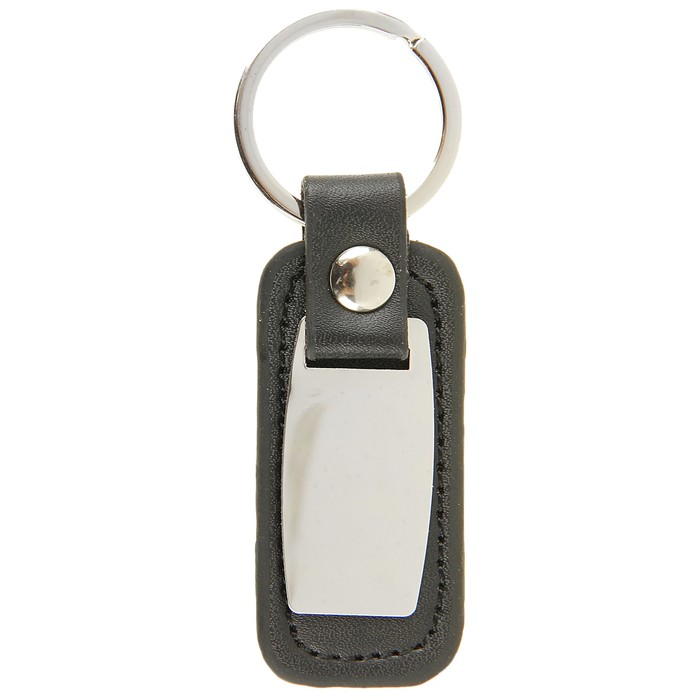 Брелок прямоугольник с подложкой из кожзама, цвет черный