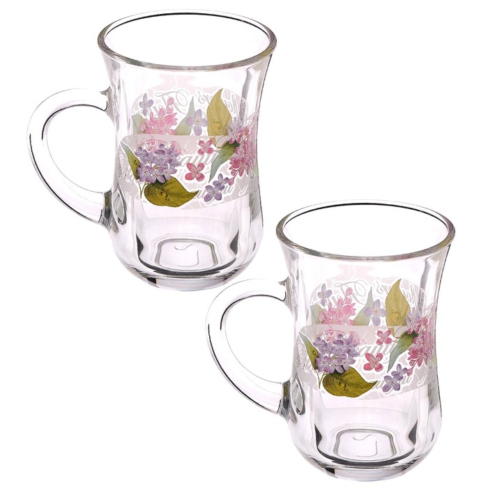 Набор стаканов для чая с ручкой 145 мл "Сирень", 6 шт