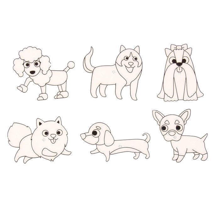 Витражи-мини "Весёлые собачки", 6 шт.