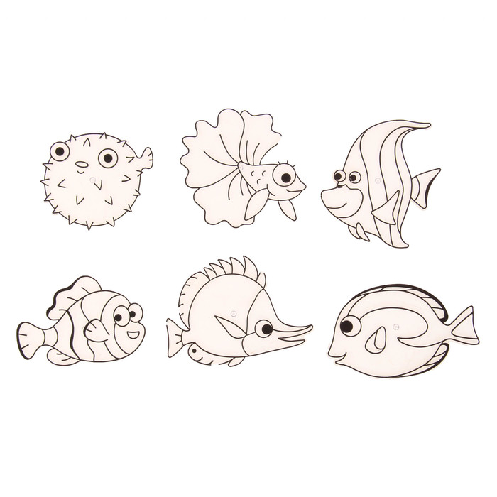 Витражи-мини" Морские рыбки", 6 шт.