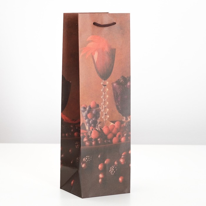 Пакет подарочный под бутылку "Фуршет", 11 х 10 х 36 см