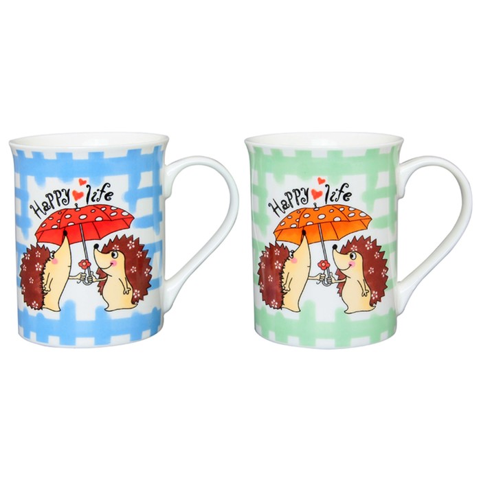 Набор кружек 2 предмета "Ежики" 11 x 7,5 x 9,5 см, 280 мл