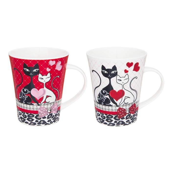 Набор кружек "Киски любовь" 2 предмета, 12 x 9 x 11 см, 350 мл