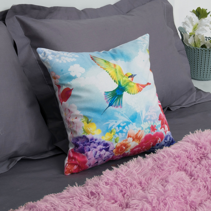 Наволочка декоративная Collorista "Райская прелесть" 40х40 см, велюр, 100% п/э