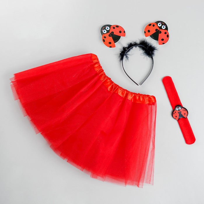 Карнавальный набор "Божья коровка": ободок, юбочка, браслет