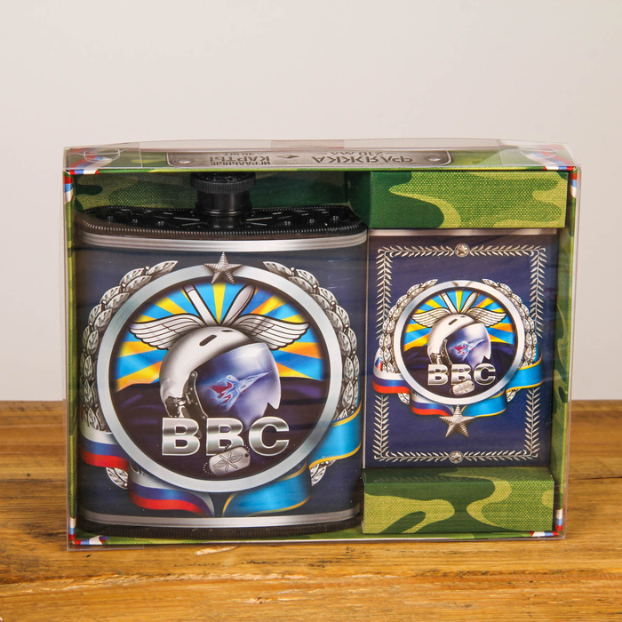 Подарочный набор "ВВС", фляжка 210 мл, карты (36 шт.)