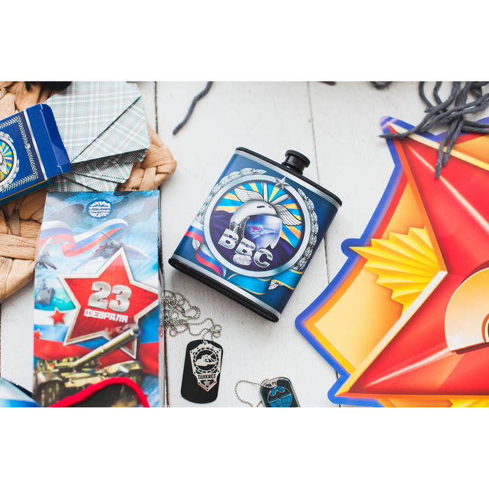 Подарочный набор "ВВС", фляжка 210 мл, карты (36 шт.)