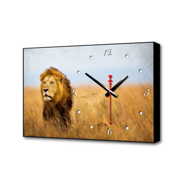 часы картина настенные серия животные лев плавный ход 57 х 35 х 4 см 1 аа Часы-картина настенные Царь зверей, плавный ход, 57 х 35 х 4 см