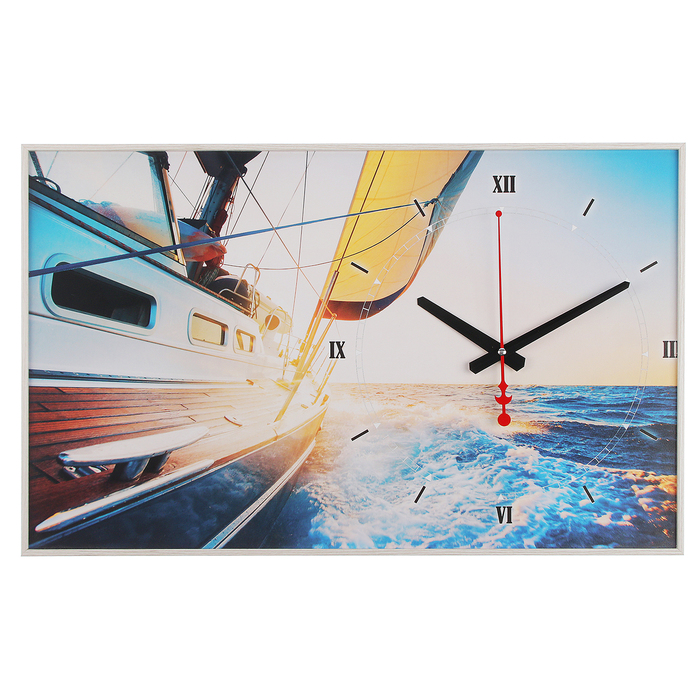 Часы-картина "Яхта", 37х60 см