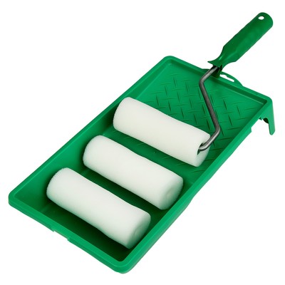 Набор TUNDRA basic, для вод. красок, валик поролон 100 мм + 2 запаски, ванночка 150х290 мм