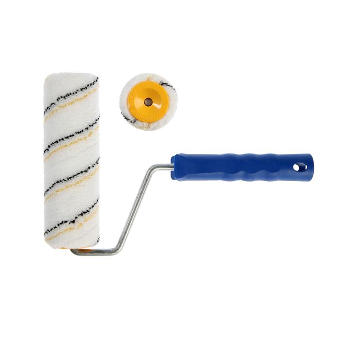 Валик TUNDRA basic, микрофибра, 180 мм, ручка d=8 мм, D=42 мм, ворс 9 мм, сине-желтая нить