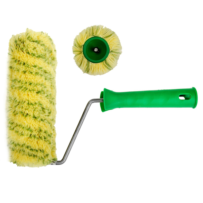 Валик TUNDRA basic, полиакрил, 180мм, ручка d=6мм, D=42мм, ворс 18мм, желто-зеленая нить