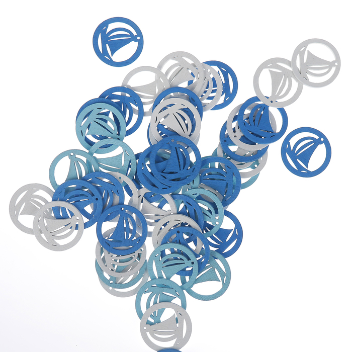 Подвеска деревянная для декора "Парусник" ассорти, d=2,5 см (LH000010)