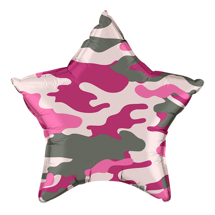 Шар фольгированный 18" "Камуфляж розовый", звезда