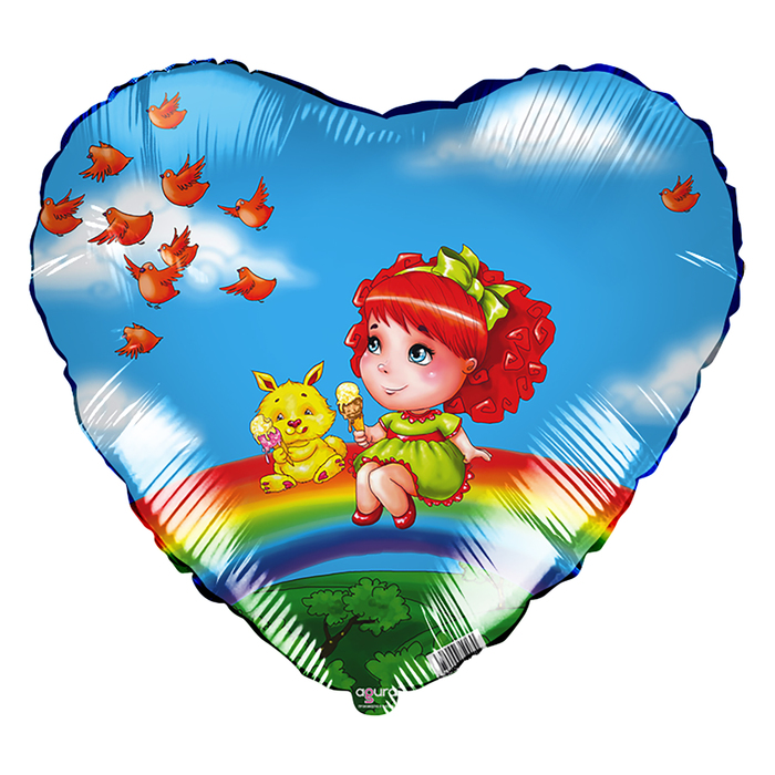 Шар фольгированный 18" "На радуге", сердце