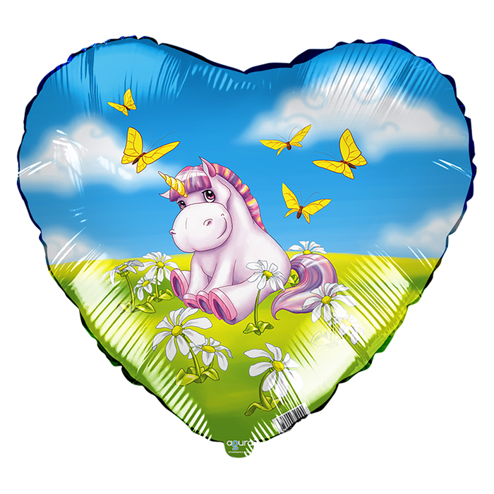 Шар фольгированный 18" сердце "Единорог"