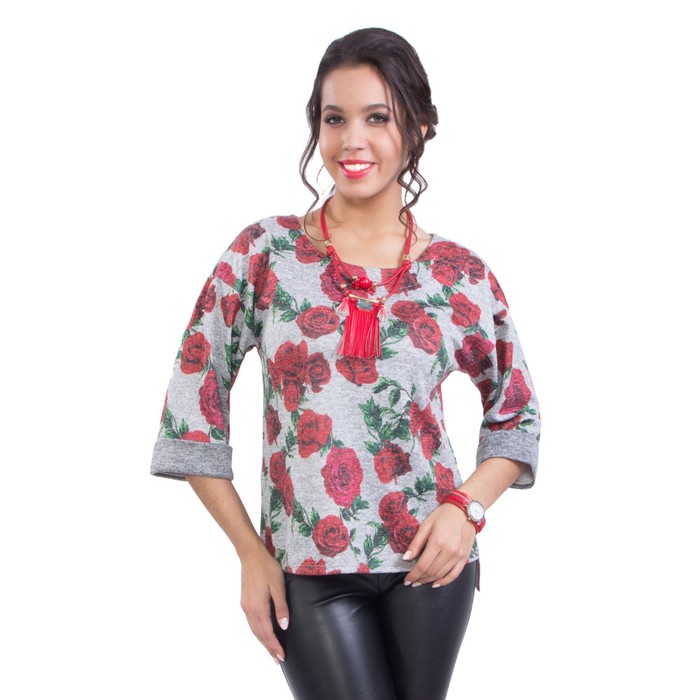 Блуза женская, размер 48, цвет серый