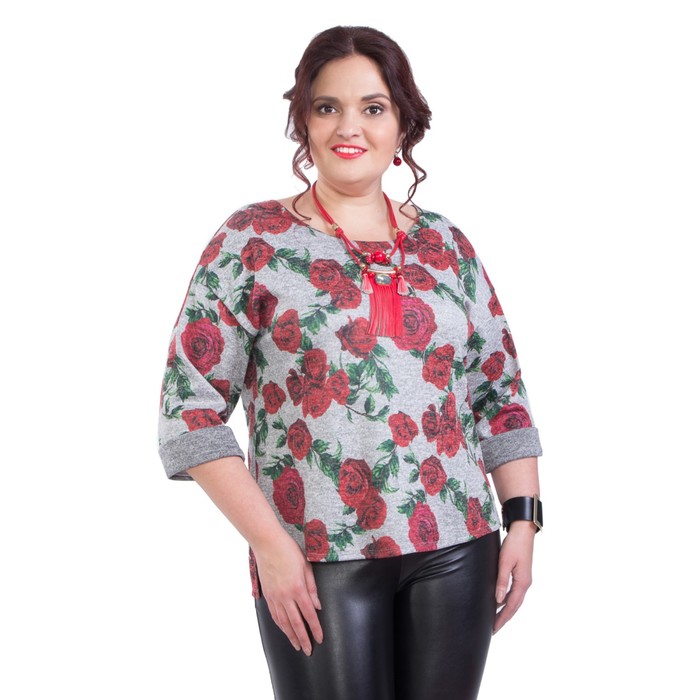 Блуза женская, размер 52, цвет серый