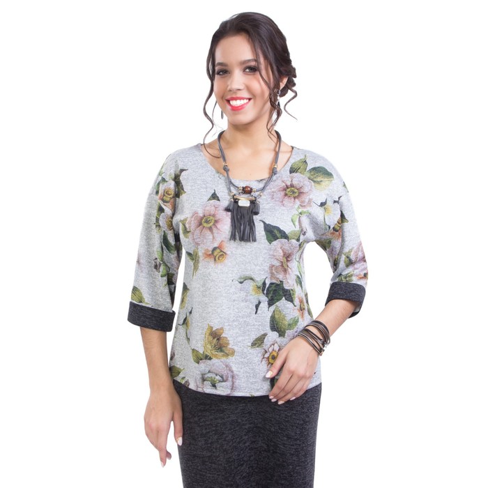 Блуза женская, размер 42, цвет серый