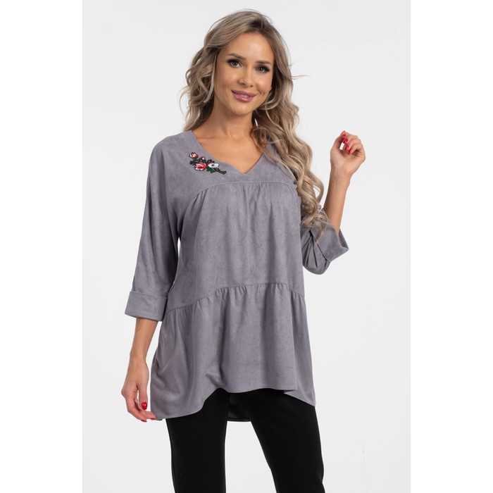 Блуза женская, размер 50, цвет серый