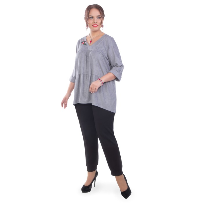 Блуза женская, размер 62, цвет серый