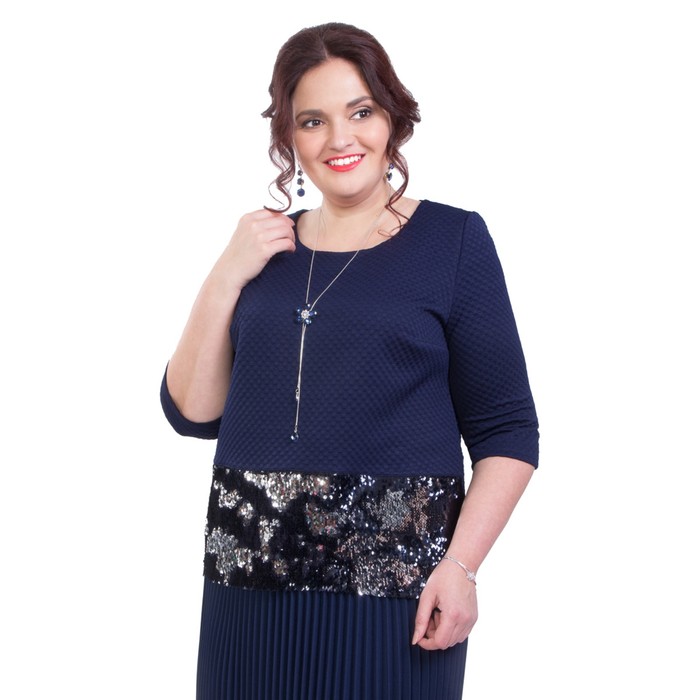 Блуза женская, размер 54, цвет синий