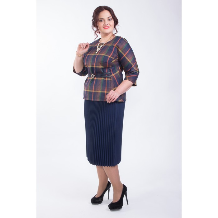 Блуза женская, размер 60, цвет синий