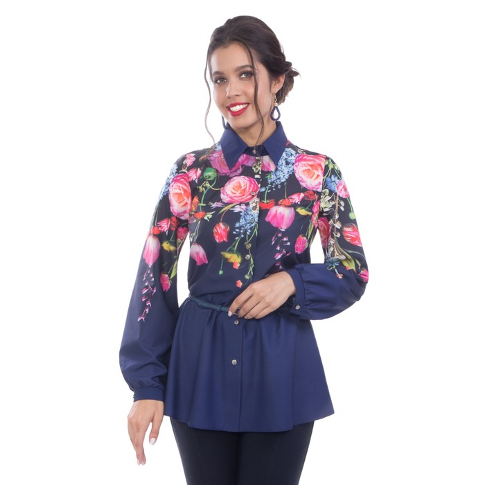 Блуза женская, размер 48, цвет синий
