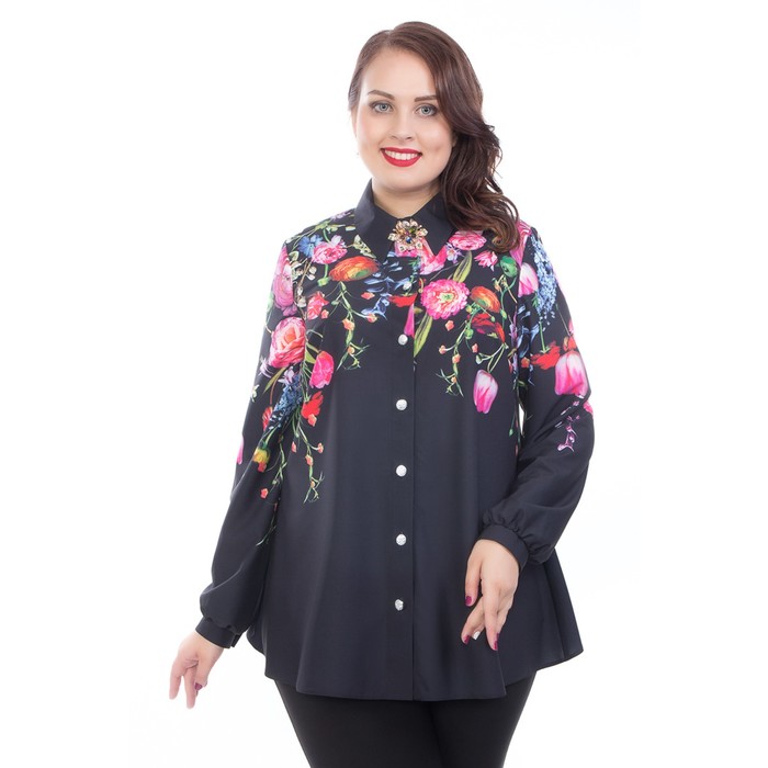 Блуза женская, размер 58, цвет чёрный