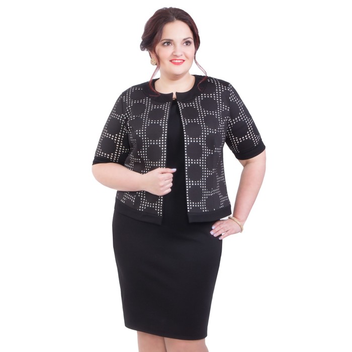 Костюм (платье+жакет) женский, размер 58, цвет чёрный К3-2993/3