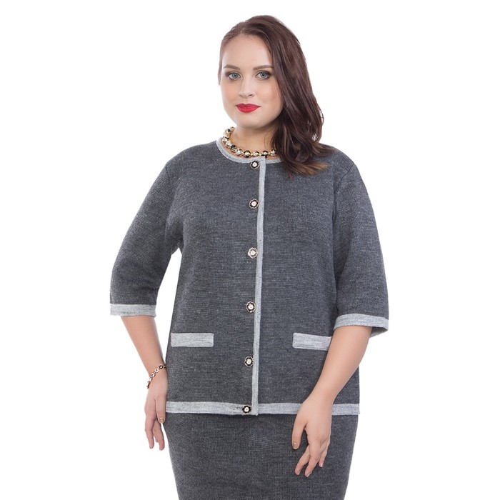 Костюм женский (юбка+жакет), размер 56, цвет серый Кв4-195/1