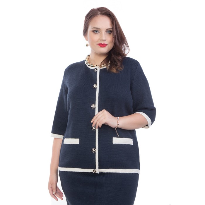 Костюм женский (юбка+жакет), размер 52, цвет синий Кв4-195/3