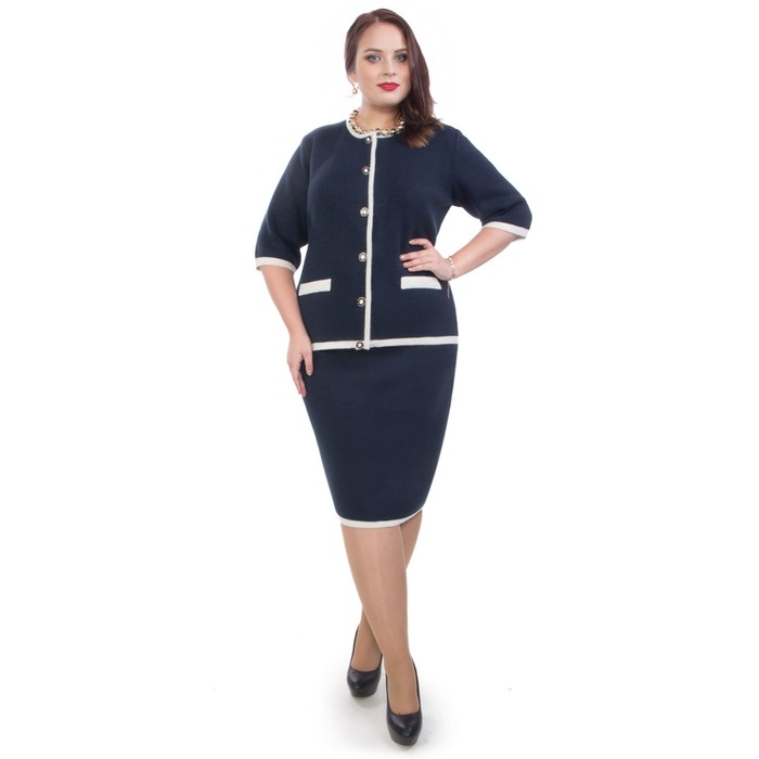 Костюм женский (юбка+жакет), размер 58, цвет синий Кв4-195/3